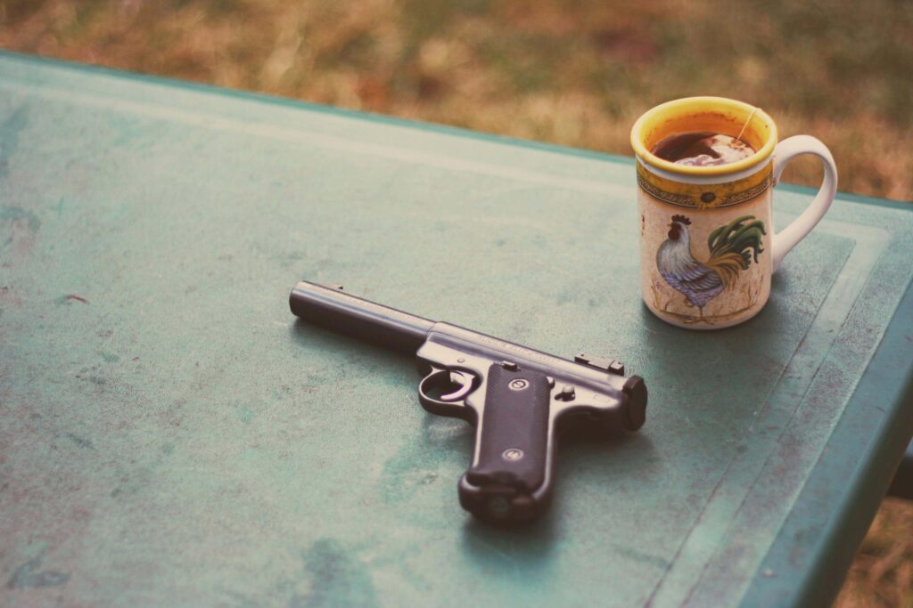 Gun and coffee
